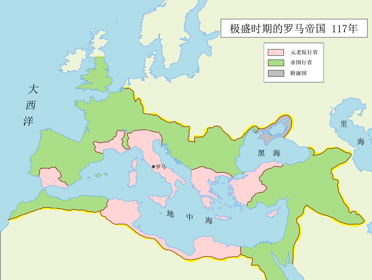 图2-4 极盛时期的罗马版图